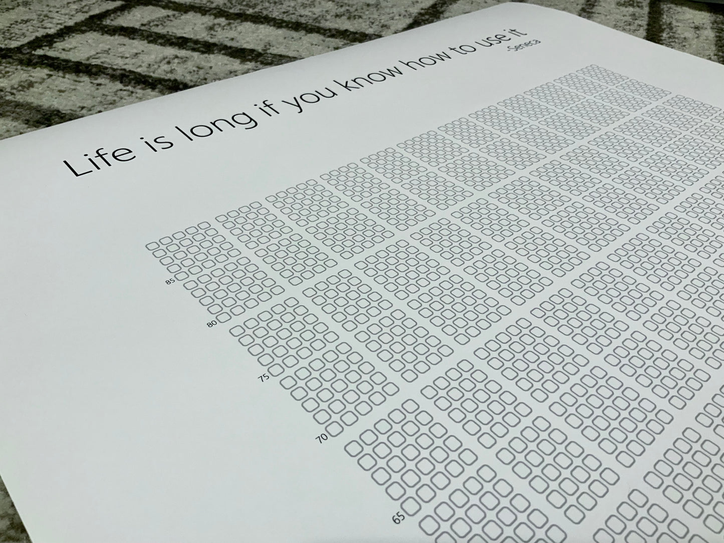 Personalized Life Calendar with Hanger | Life in Weeks, by month | Memento Mori | Stoicism Custom Print Stoic Reflection Wall Decor Poster