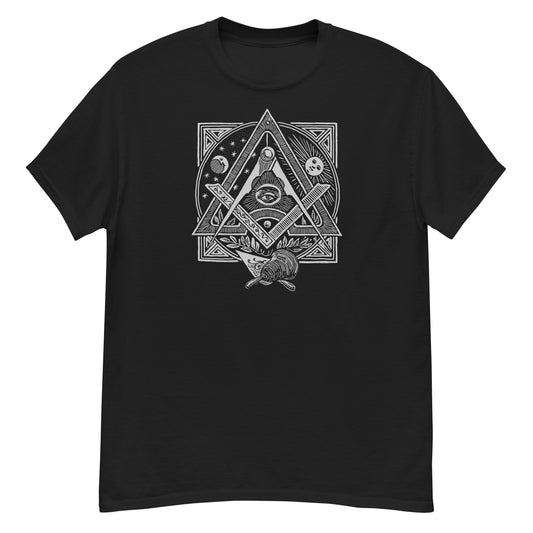 Masonic Graphic T-Shirt, Square and Compasses in Silver Men's heavyweight tee for a Freemason